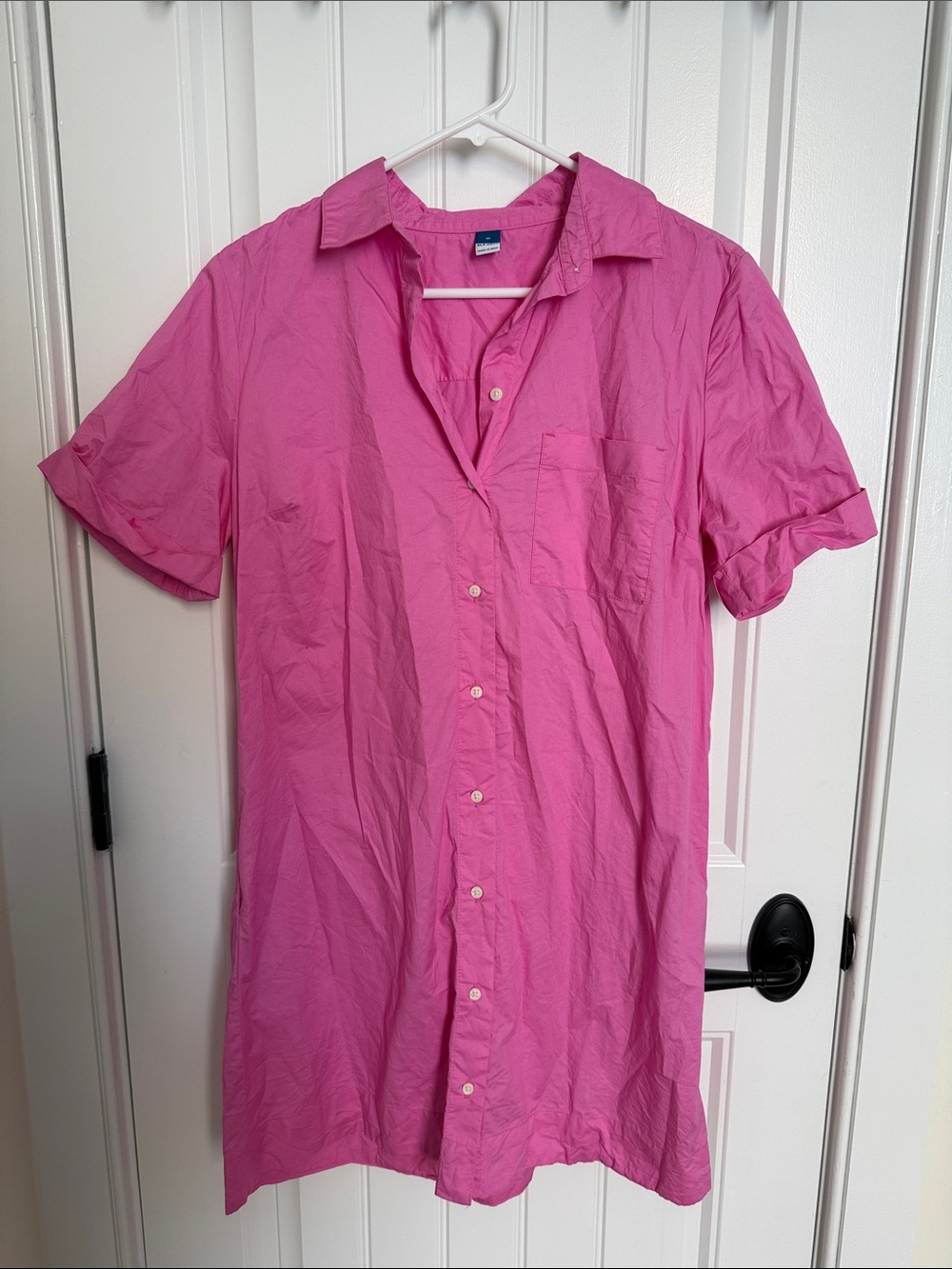 Old Navy Men's Hot Pink Short-Sleeve Button-Down Shirt
